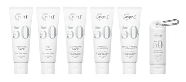 Aspect Sun lineup of sunscreens